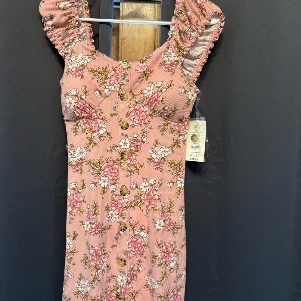 Floral Pink Button-Down Dress